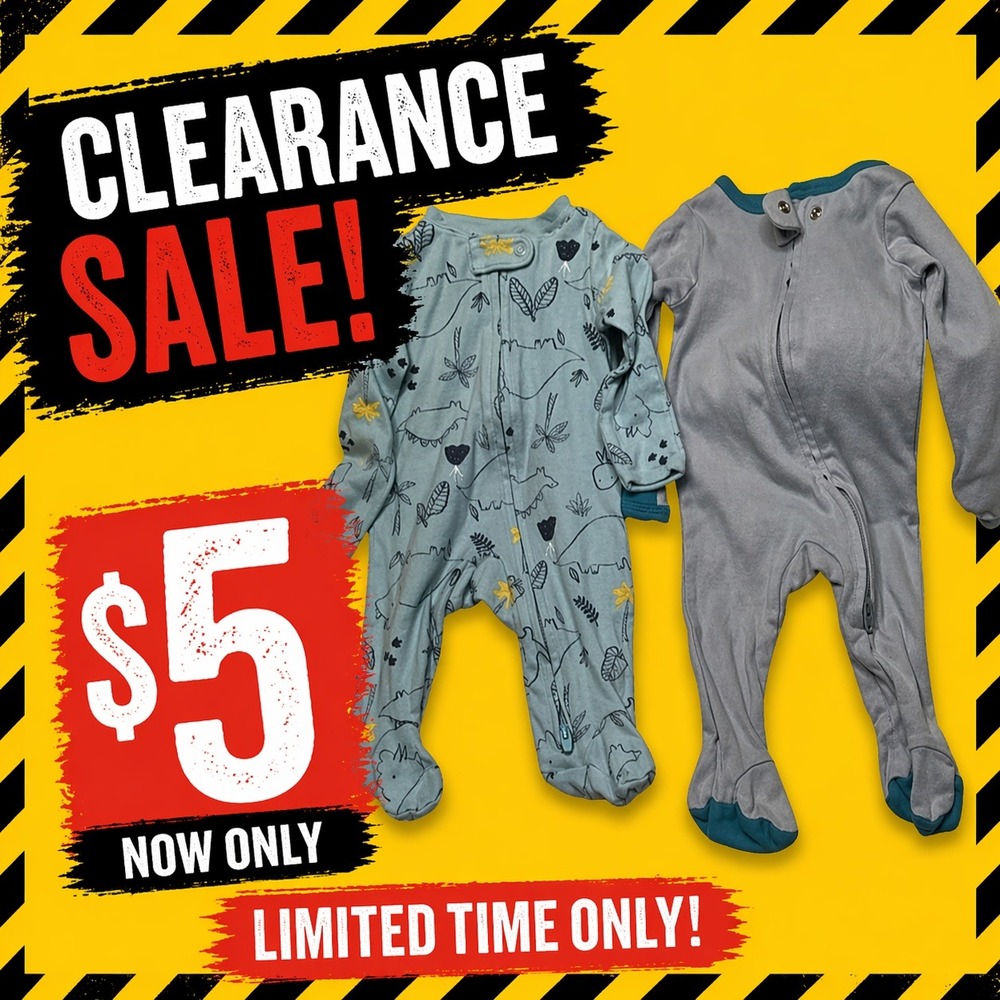 Carter's Cloud Island Infant Sleepers Kids NB Blue Gray Dinosaur 2-Way Zip Set